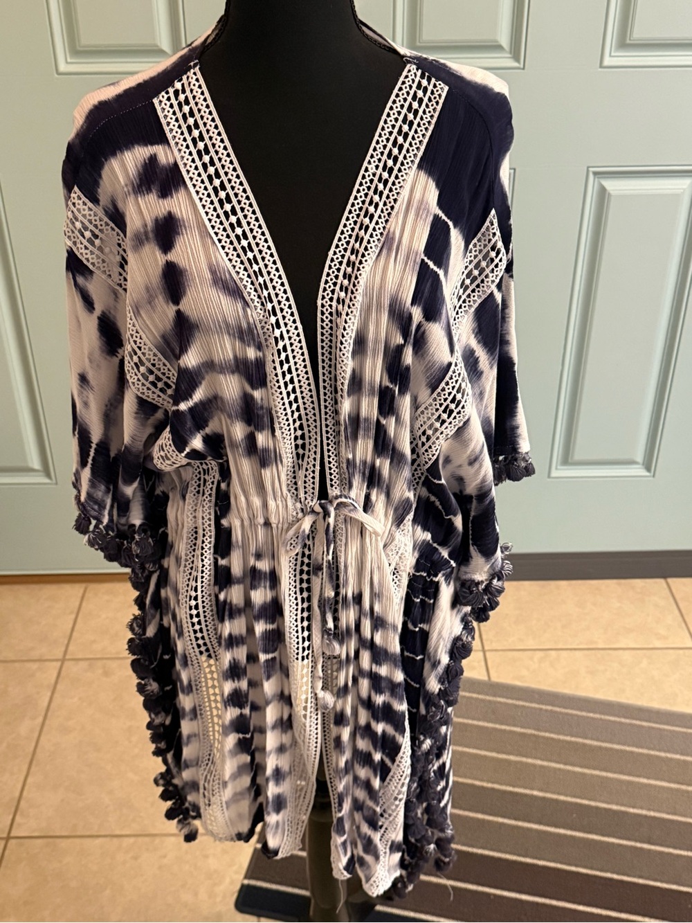 Anna & Ava Navy and White Tie-Dye Swim Coverup